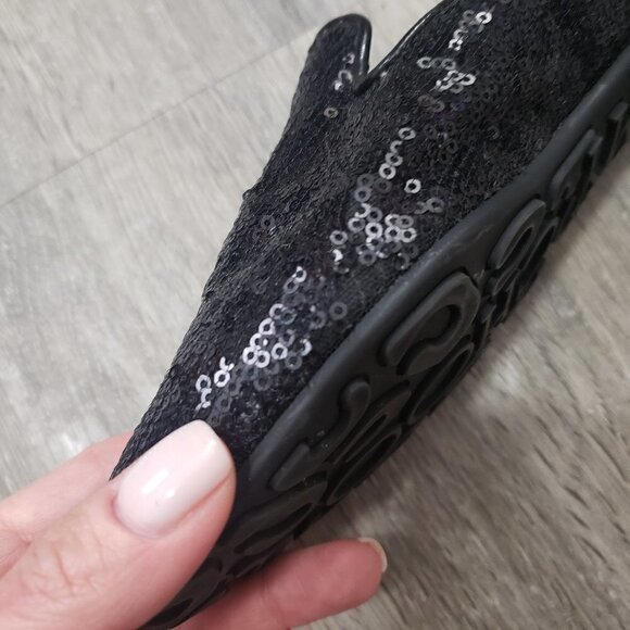Jimmy Choo Black Sequin Smoking Slippers Sz 37 - Picture 7 of 10